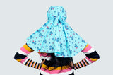 Sun protection cap scarf combo(Blue Flower +Navy Blue)without pom