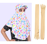 Sun protection cap scarf with gloves (butterfly) without pompom