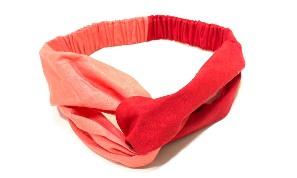 PINK X RED COTTON KNOT HAIRBAND & REUSABLE HANDMADE COTTON BOW FACE COVER