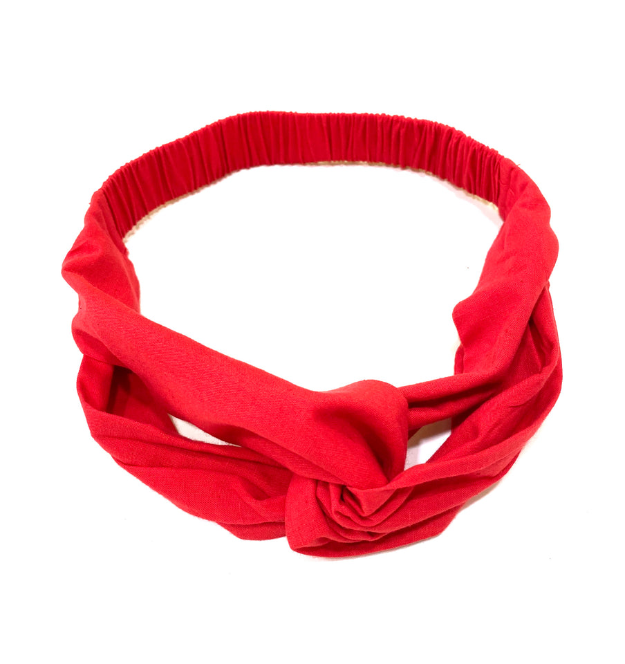 RED COTTON KNOT HAIRBAND & REUSABLE HANDMADE COTTON BOW FACE COVER