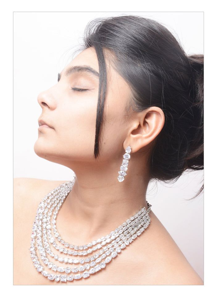 Layered Diamond Discs Necklace | Delicate Diamond Necklace Online