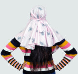 Sun protection cap scarf(teddy print)without pompom