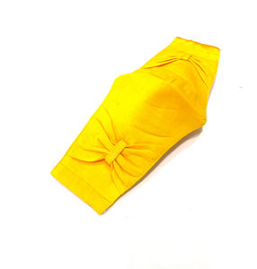 YELLOW COTTON KNOT HAIRBAND & REUSABLE HANDMADE COTTON BOW FACE COVER