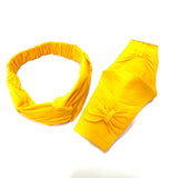 YELLOW COTTON KNOT HAIRBAND & REUSABLE HANDMADE COTTON BOW FACE COVER