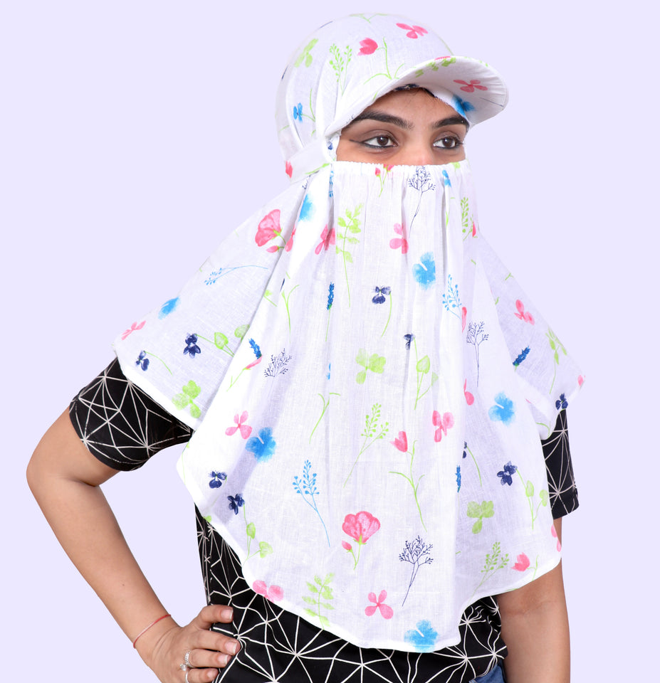 Sun protection cap scarf (Flower) without pom