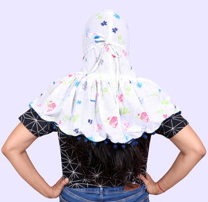 Sun Protection Cap scarf(Flower)with pom